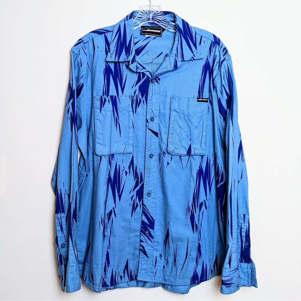 The Hundreds Jags Pattern Long Sleeve Botton Up‎ Flannel Shirt Size Large